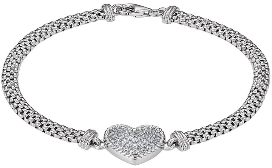 Sterling Silver Cubic Zirconia Heart Bracelet