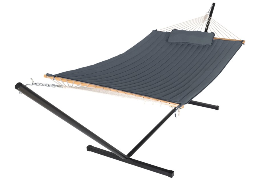 Stock image VEIKOUS Dark Blue Fabric Hammock with Stand