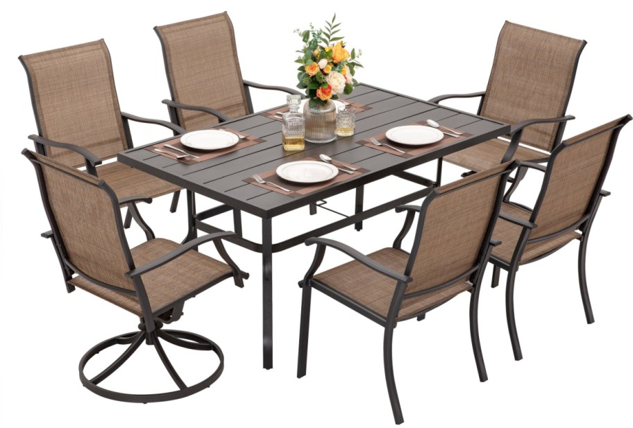 Stock image of Nuu Garden 7 -Piece Black Patio Dining Set