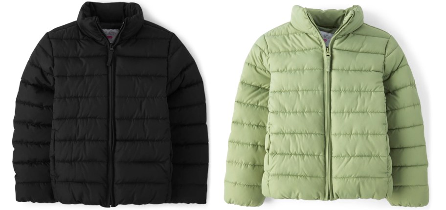 black and green puffer jackets