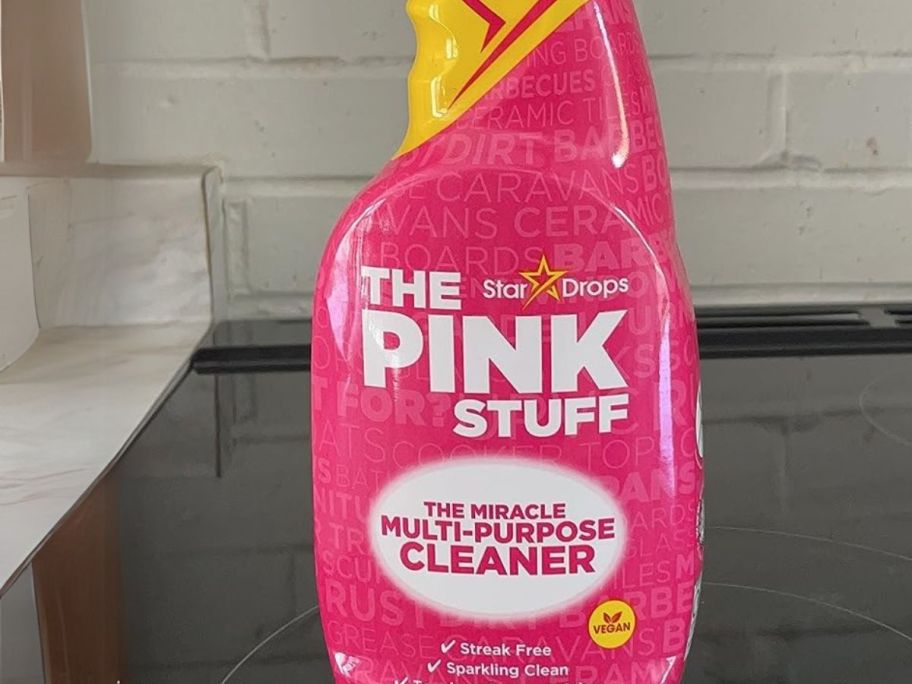 The Pink Stuff Multi-Purpose Cleaner on stove