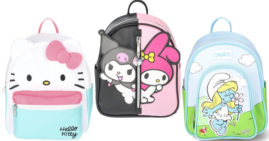 walmart hello kitty and smurfs mini backpacks