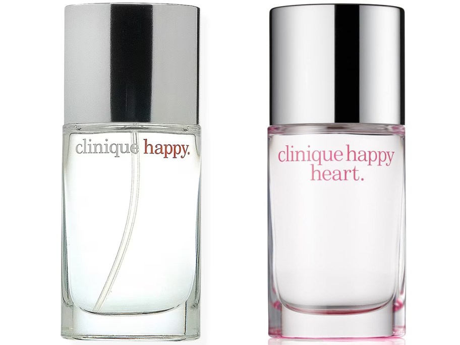 two bottles of Clinique fragrances