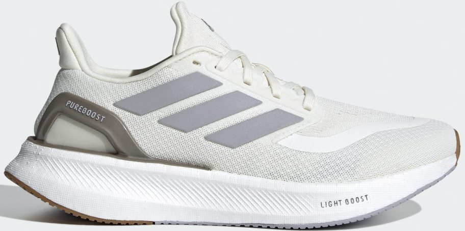 gray and white adidas shoes 