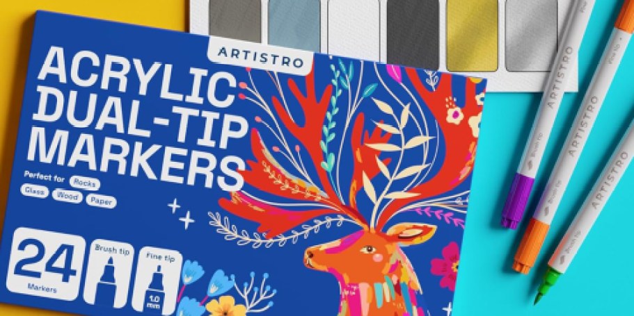 Acrylic Dual-Tip Markers 24-Pack Just $8.95 on Amazon | Perfect for Rocks, Glass, & Wood!