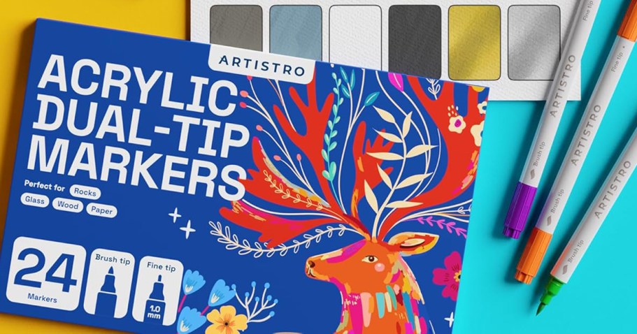 Acrylic Dual-Tip Markers 24-Pack Just $8.95 on Amazon | Perfect for Rocks, Glass, & Wood!