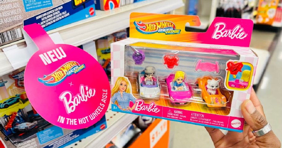 barbie racerverse cars pack in hand