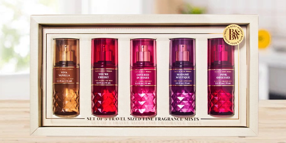 bath and body works fine mist set on countertop