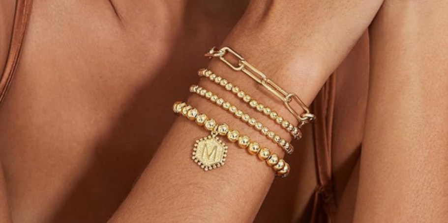 Initial Bracelet Stack Just $4.99 on Amazon – Includes 4 Gold Bracelets!