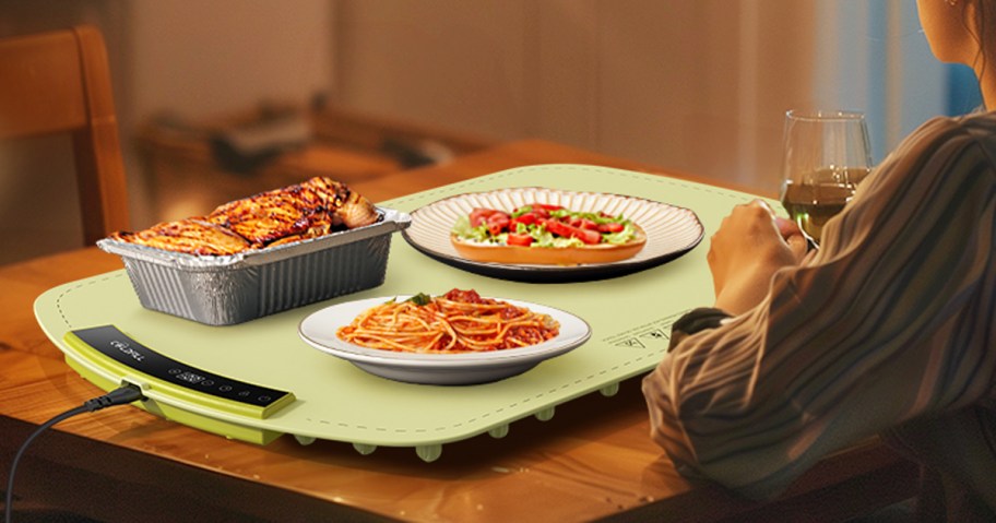 food sitting on a warming tray