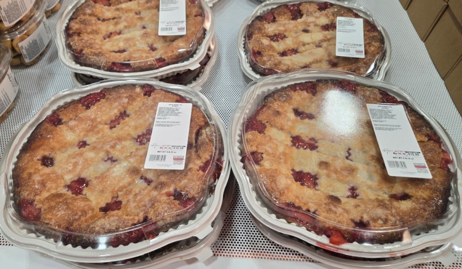 four apple berry pies in store