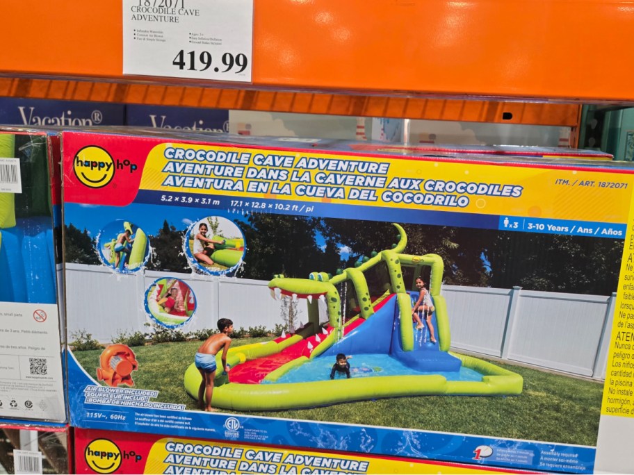 box showing crocodile water slide