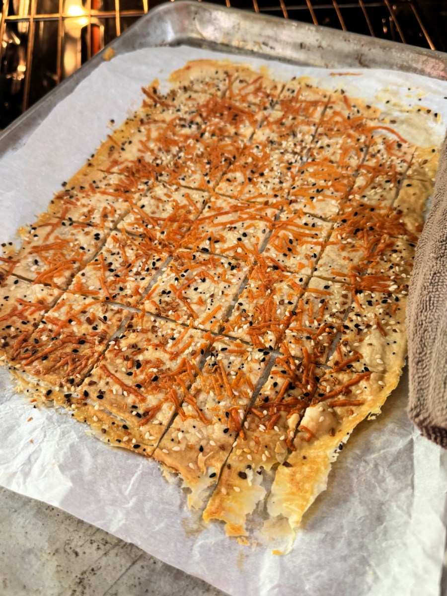 crispy baked sourdough crackers