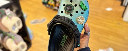 wicked crocs in hand in store