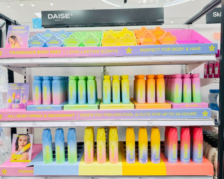 daise beauty items on shelves at target