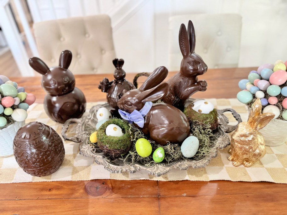 dining table with chocolate diy chocolate bunnies (1)