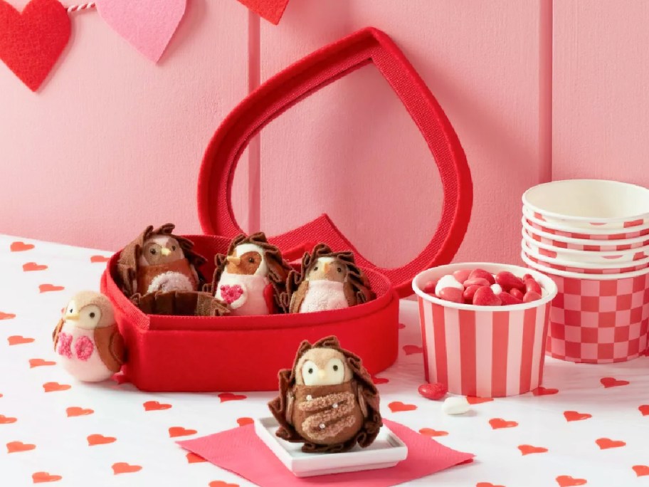 featherly friends valentine birds in a heart-shaped box