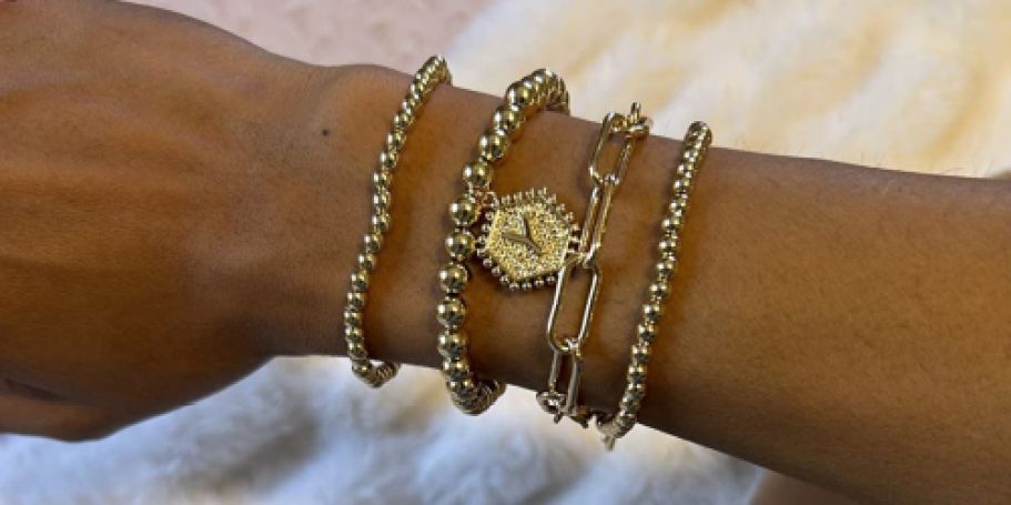 Initial Bracelet Stack Just $4.89 on Amazon – Includes 4 Gold Bracelets!