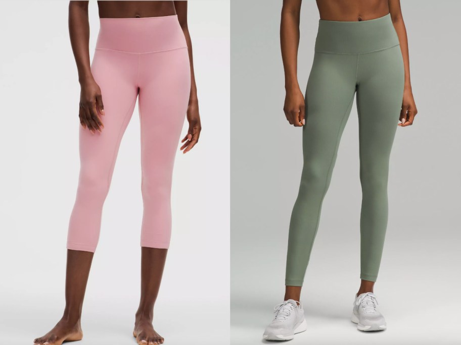 women in pink and green leggings