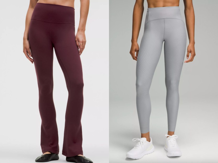 women in maroon and grey leggings