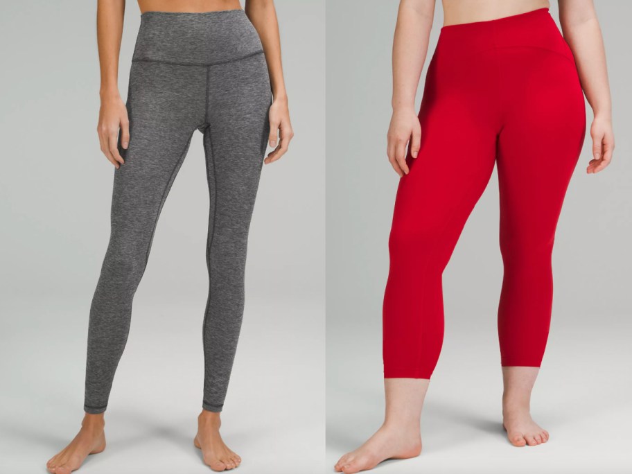 women in grey and red leggings