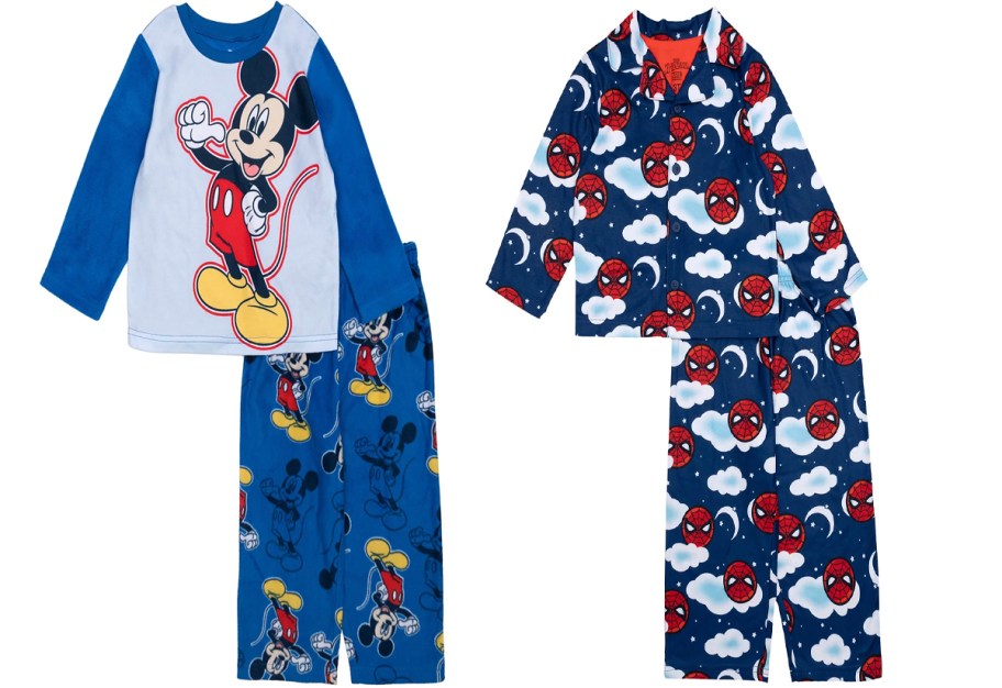 mickey mouse and spiderman toddler pajamas