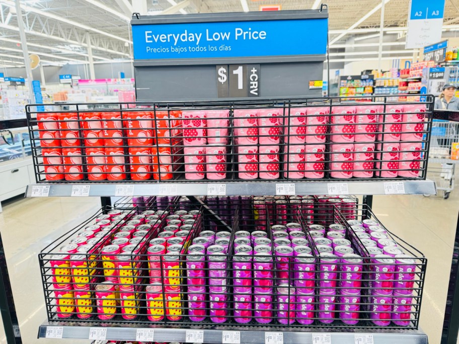 In store display of mini poppi cans at Walmart