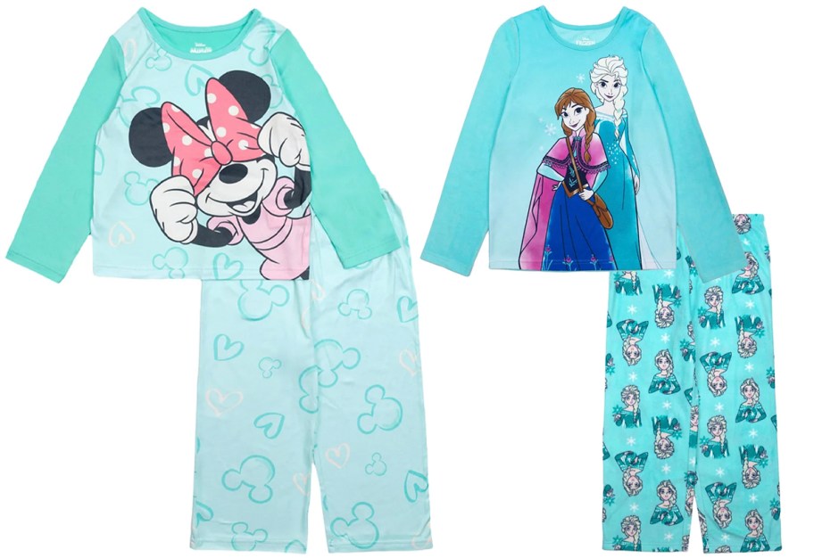 minnie mouse and frozen toddler pajama sets 