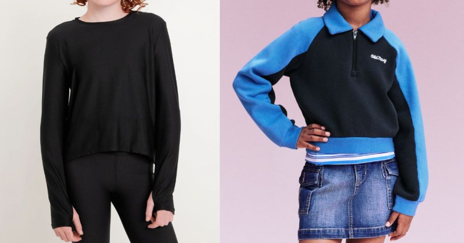 two girls wearing Old Navy Girls Activewear Tops