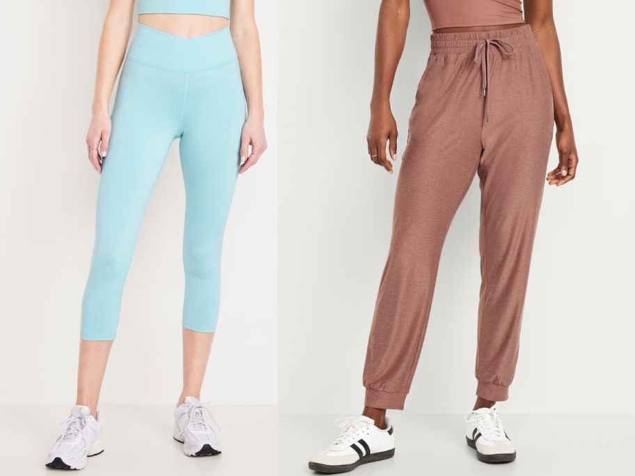 two women wearing old navy leggings and joggers