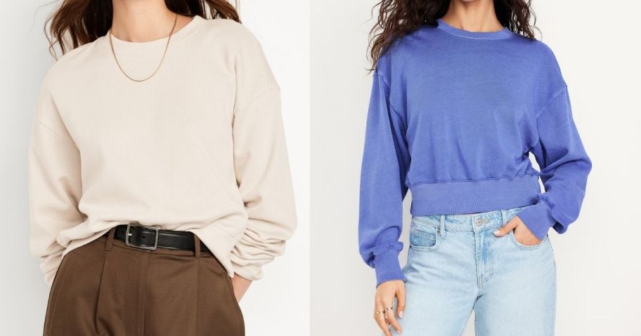 two women wearing Old Navy Women's Sweatshirts