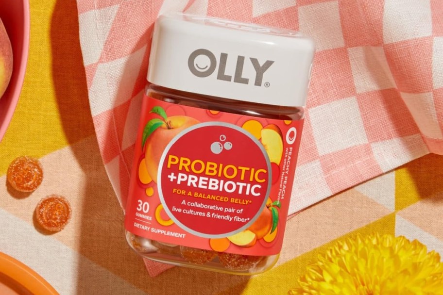 probiotic gummies on picnic blanket