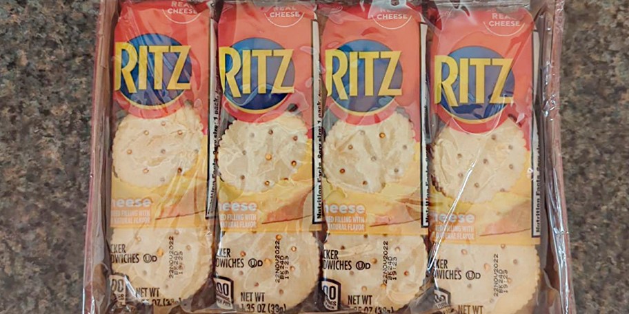 pack of ritz cheese crackers on counter