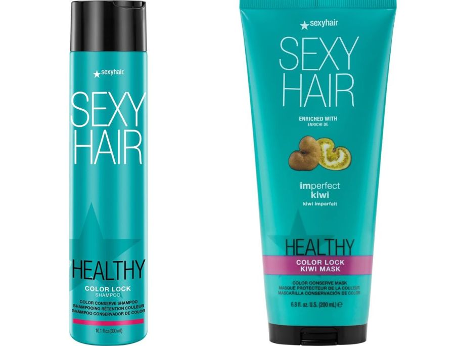 sexyhair shampoo and mask bottle stock images