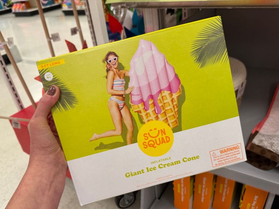 un Squad Ice Cream Cone Float box in hand in store