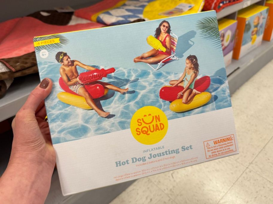 Sun Squad Hot Dog Float box in hand in store