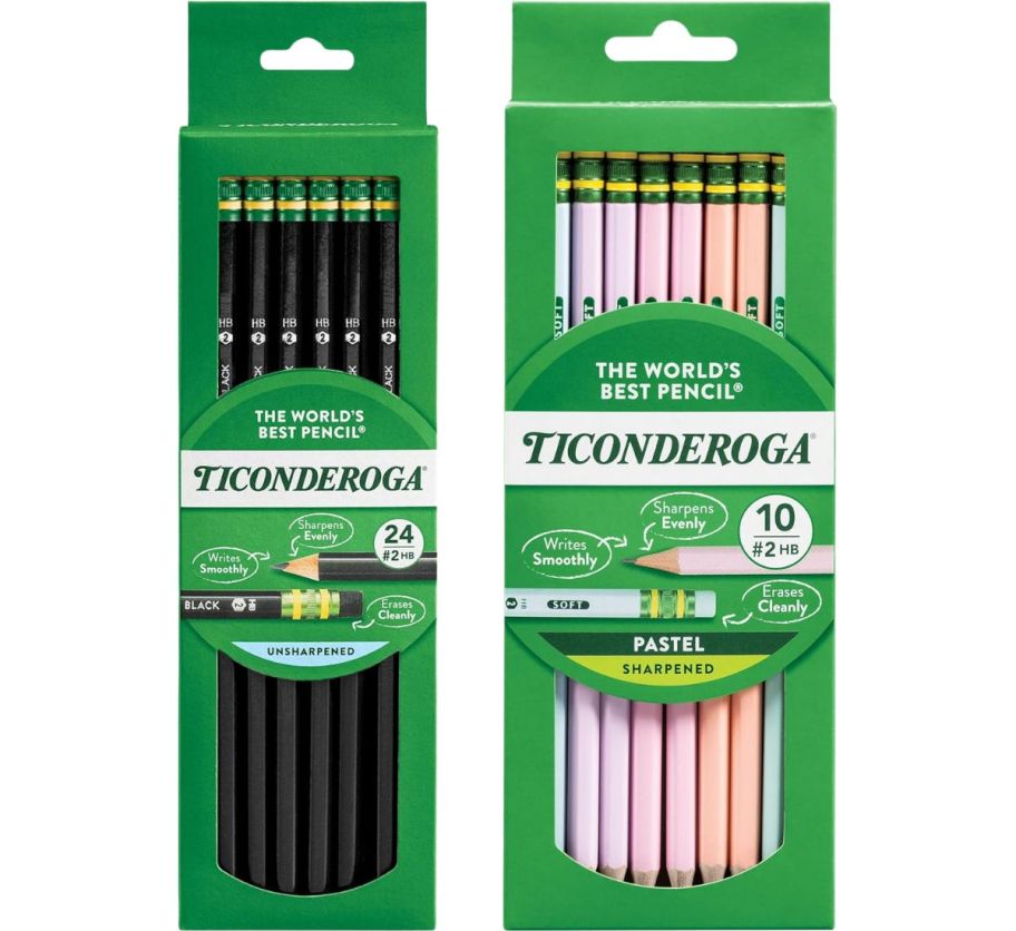 2 packs of ticonderoga pencils in black and pastel colors stock images