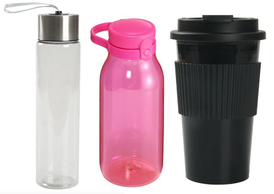 water bottle and to go coffee cup