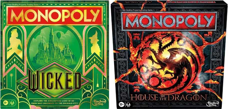 wicked and house of the dragon monopoly game editions.