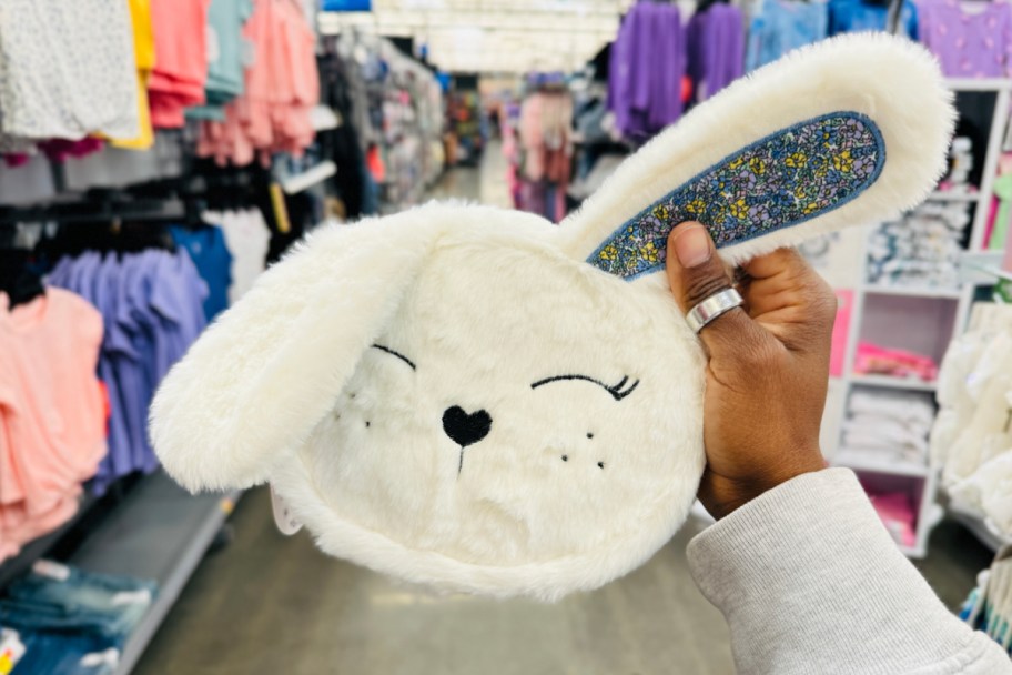 hand holding bunny purse