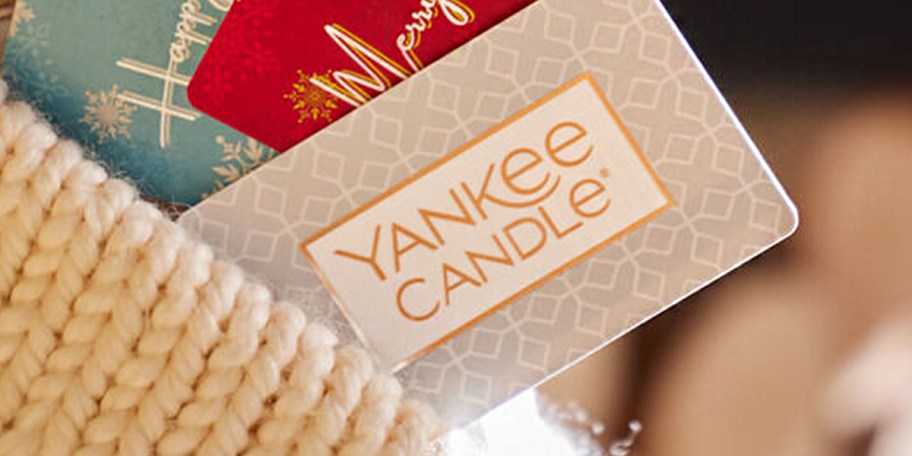 yankee candle gift card hanging out of stocking