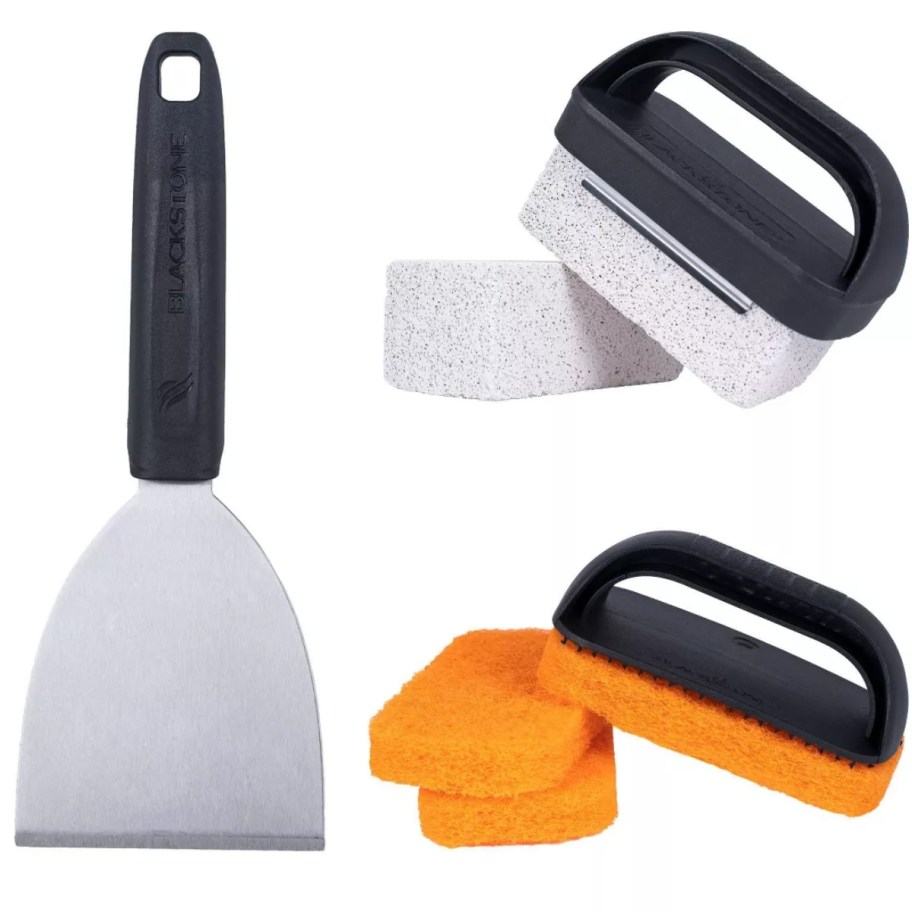 a Blackstone 8pc Griddle Cleaning Kit w/ Professional Scraper, Pads, & Bricks