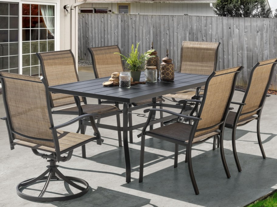7 -Piece Black Patio Dining Set 
