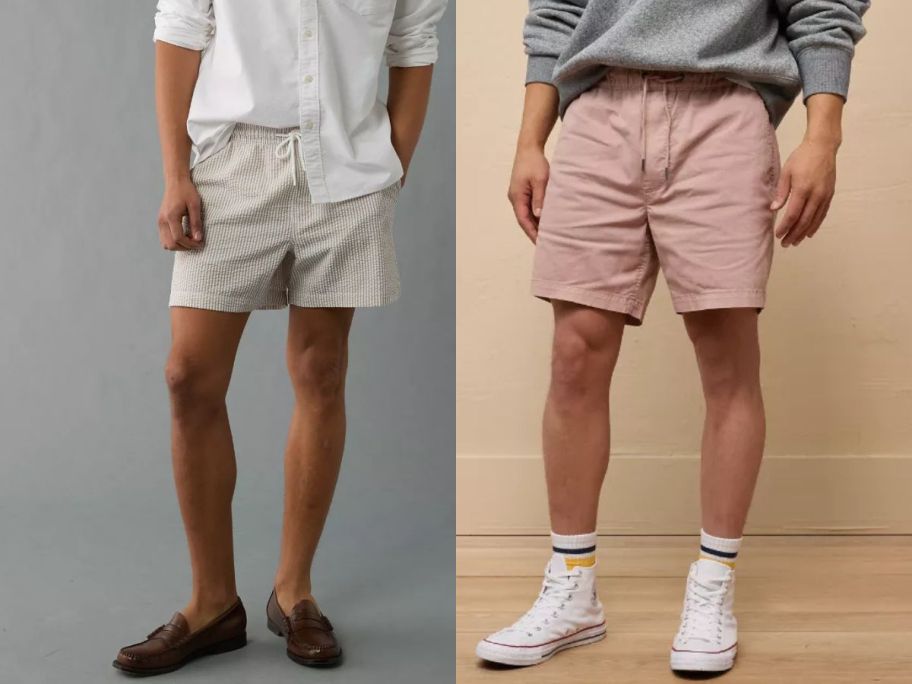 2 men wearing shorts