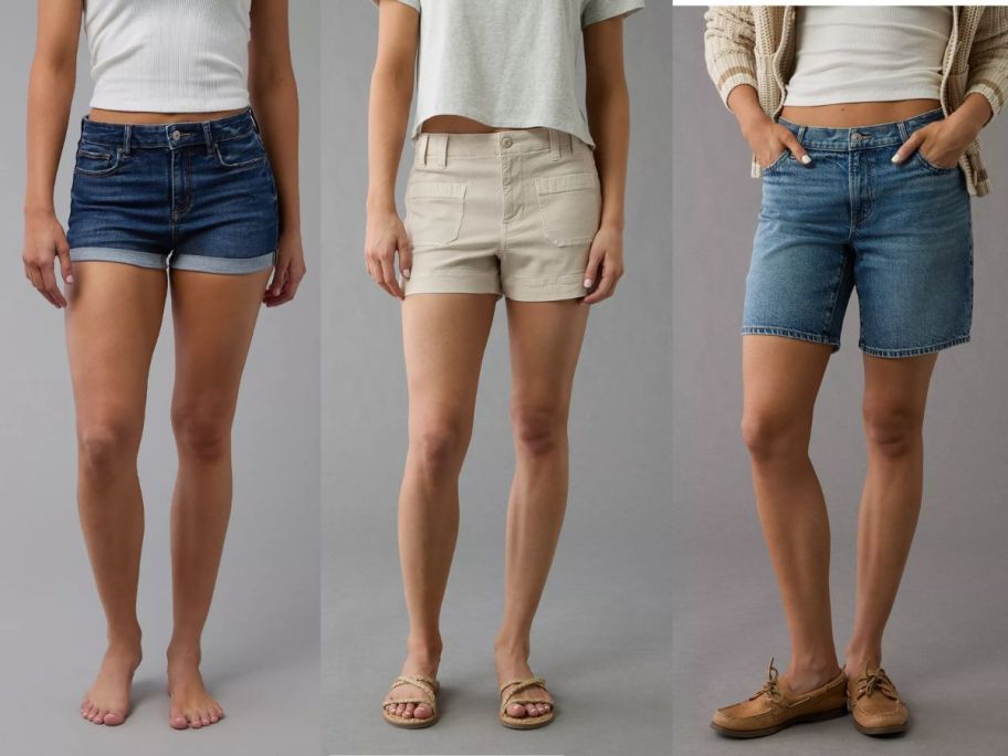 3 women wearing shorts