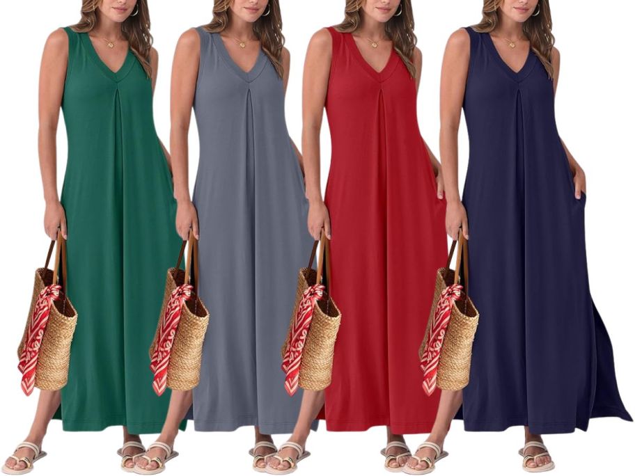 4 women wearing maxi dresses