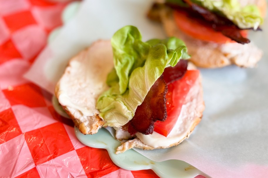 lettuce on chicken breast BLT sandwich