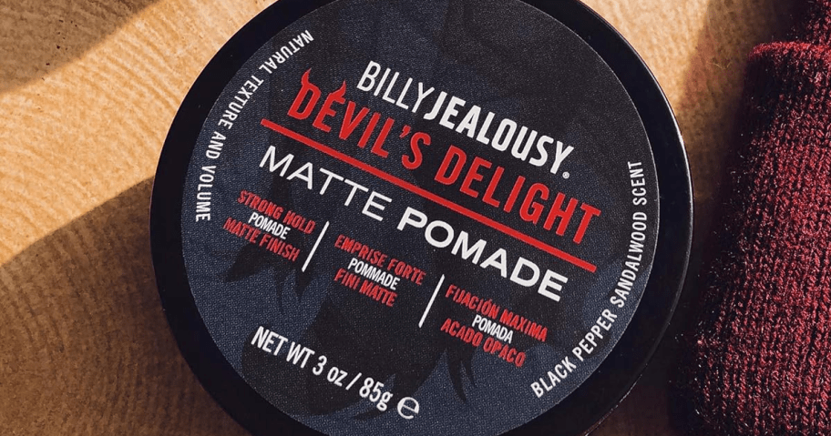 Billy Jealousy Matte Pomade jar on a table