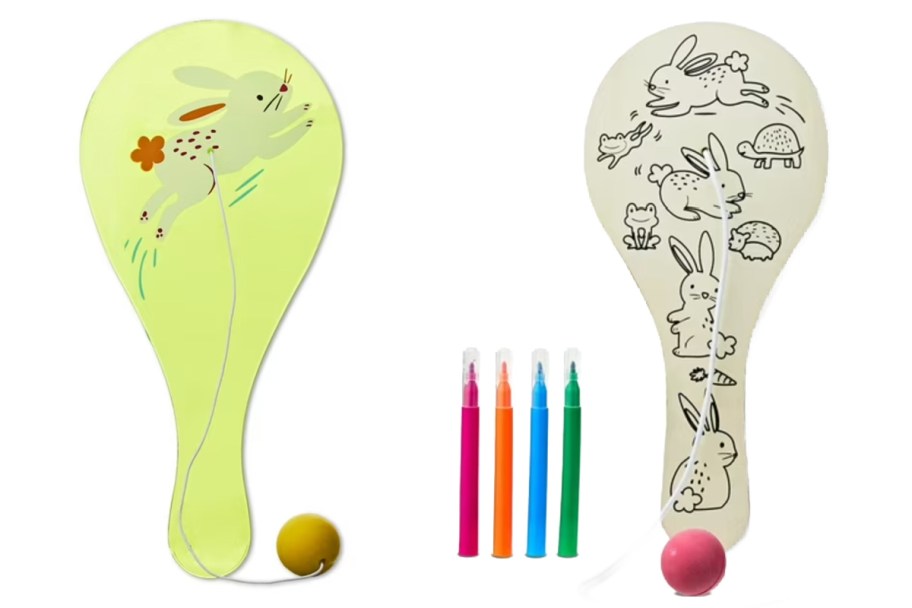 green paddleball and paddleball with 4 markers