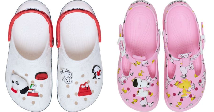 2 pairs of Crocs Peanuts Snoopy & Woodstock